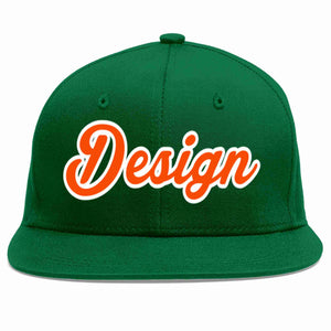 Custom Green Orange-White Flat Eaves Sport Baseball Cap Design for Men/Women/Youth