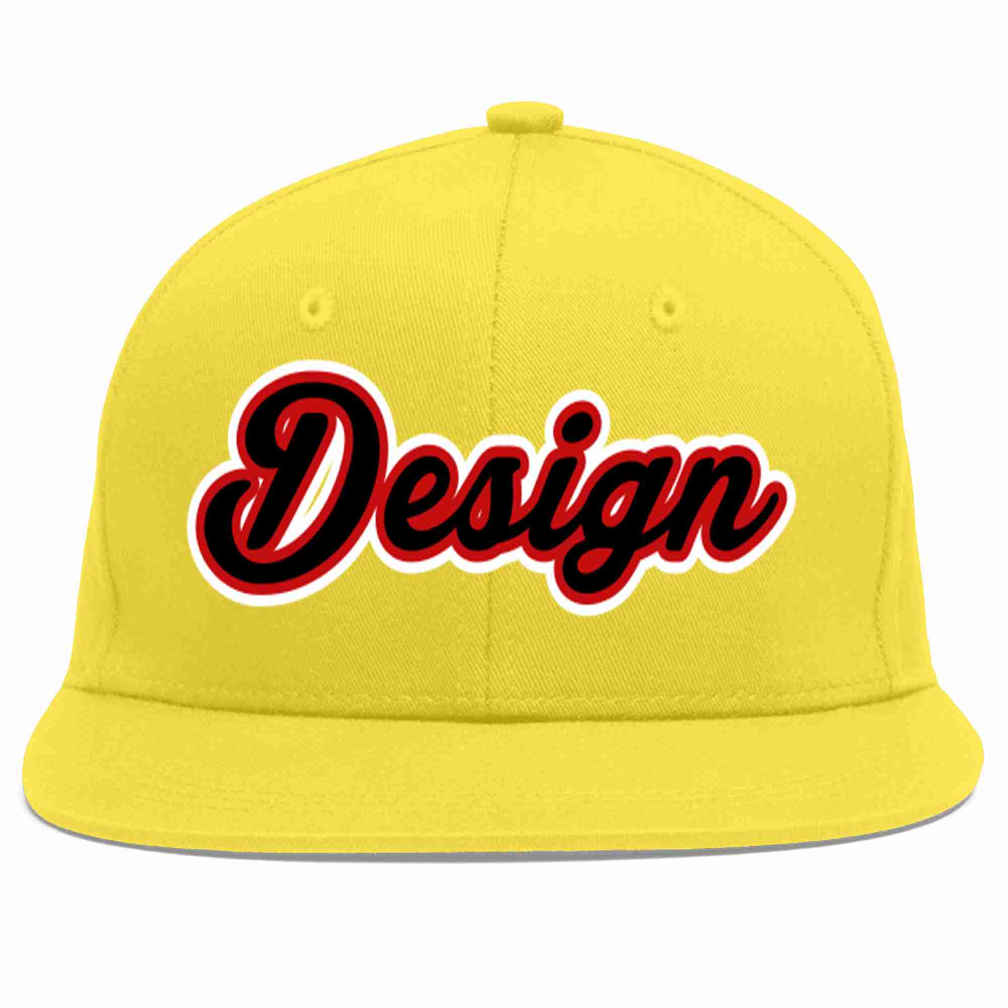 Conception personnalisée de casquette de baseball de sport à avant-toit plat noir-rouge or clair pour hommes/femmes/jeunes