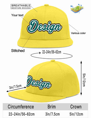 Custom Light Gold Aqua-White Flat Eaves Sport Baseball Cap Design for Men/Women/Youth