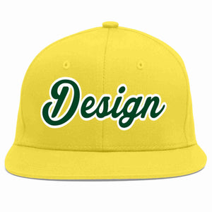 Conception personnalisée de casquette de baseball de sport à avant-toit plat vert-blanc or clair pour hommes/femmes/jeunes