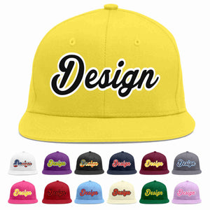 Custom Light Gold Black-White Flat Eaves Sport Baseball Cap Design for Men/Women/Youth