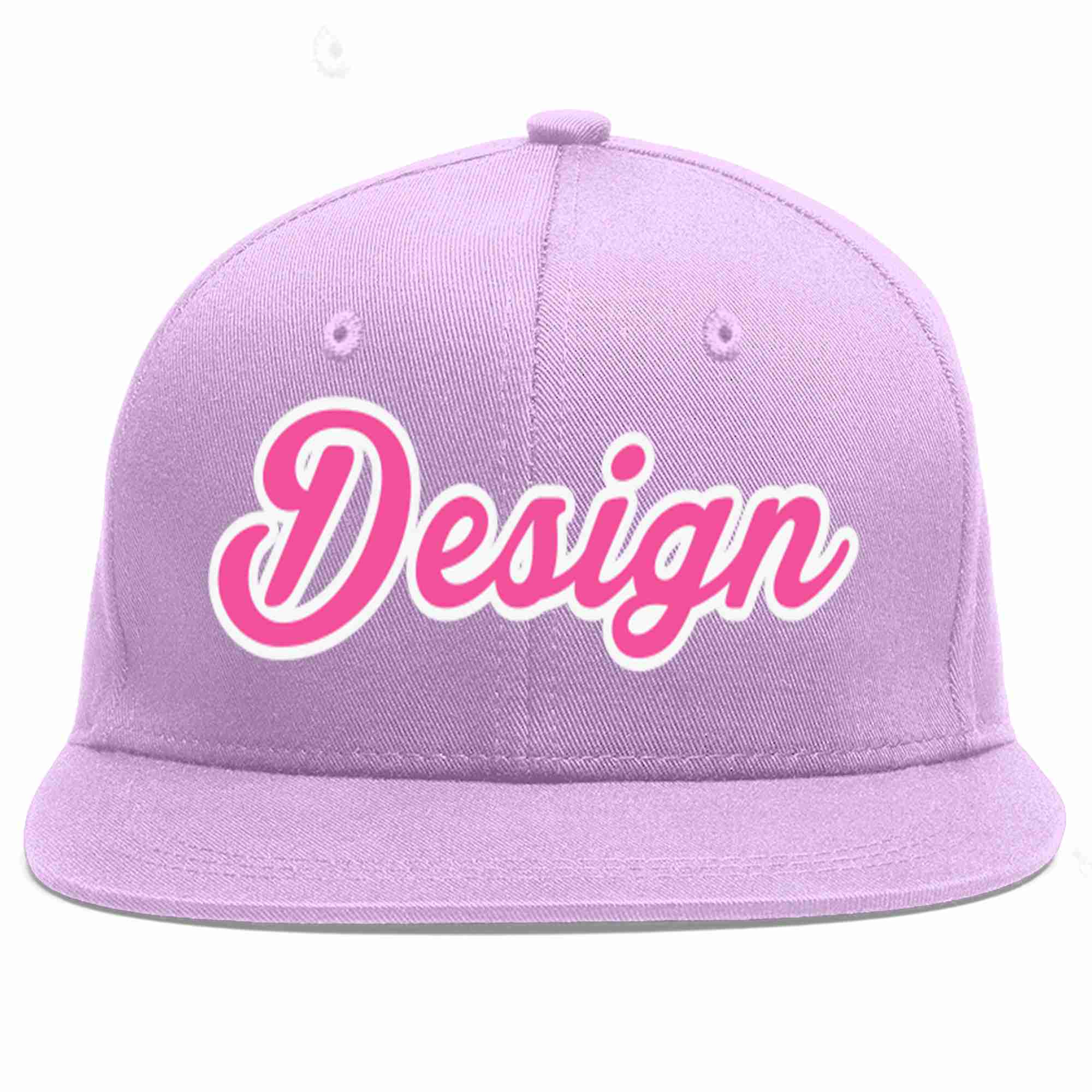 Custom Light Purple Pink-White Flat Eaves Sport Baseball Cap Design for Men/Women/Youth