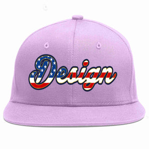 Custom Light Purple Vintage USA Flag-Gold Flat Eaves Sport Baseball Cap Design for Men/Women/Youth