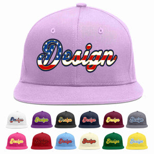 Custom Light Purple Vintage USA Flag-Gold Flat Eaves Sport Baseball Cap Design for Men/Women/Youth