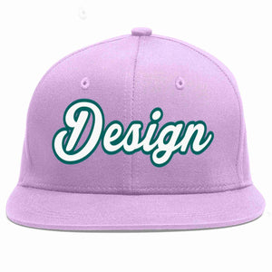 Custom Light Purple White-Aqua Flat Eaves Sport Baseball Cap Design for Men/Women/Youth