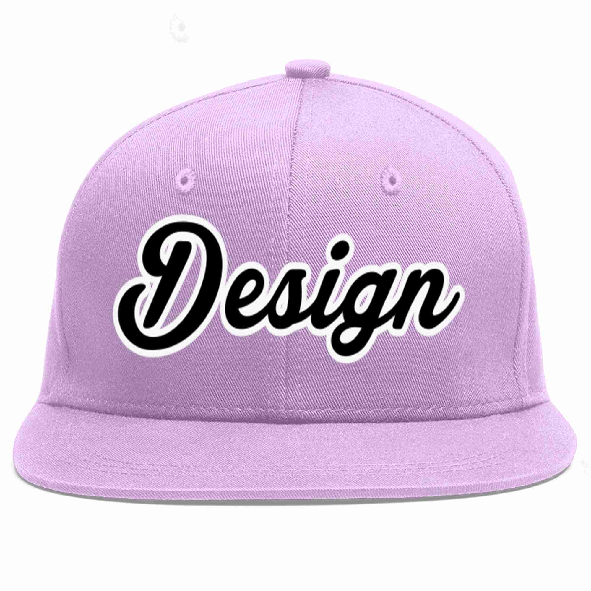 Conception personnalisée de casquette de baseball de sport à avant-toit plat violet clair noir-blanc pour hommes/femmes/jeunes