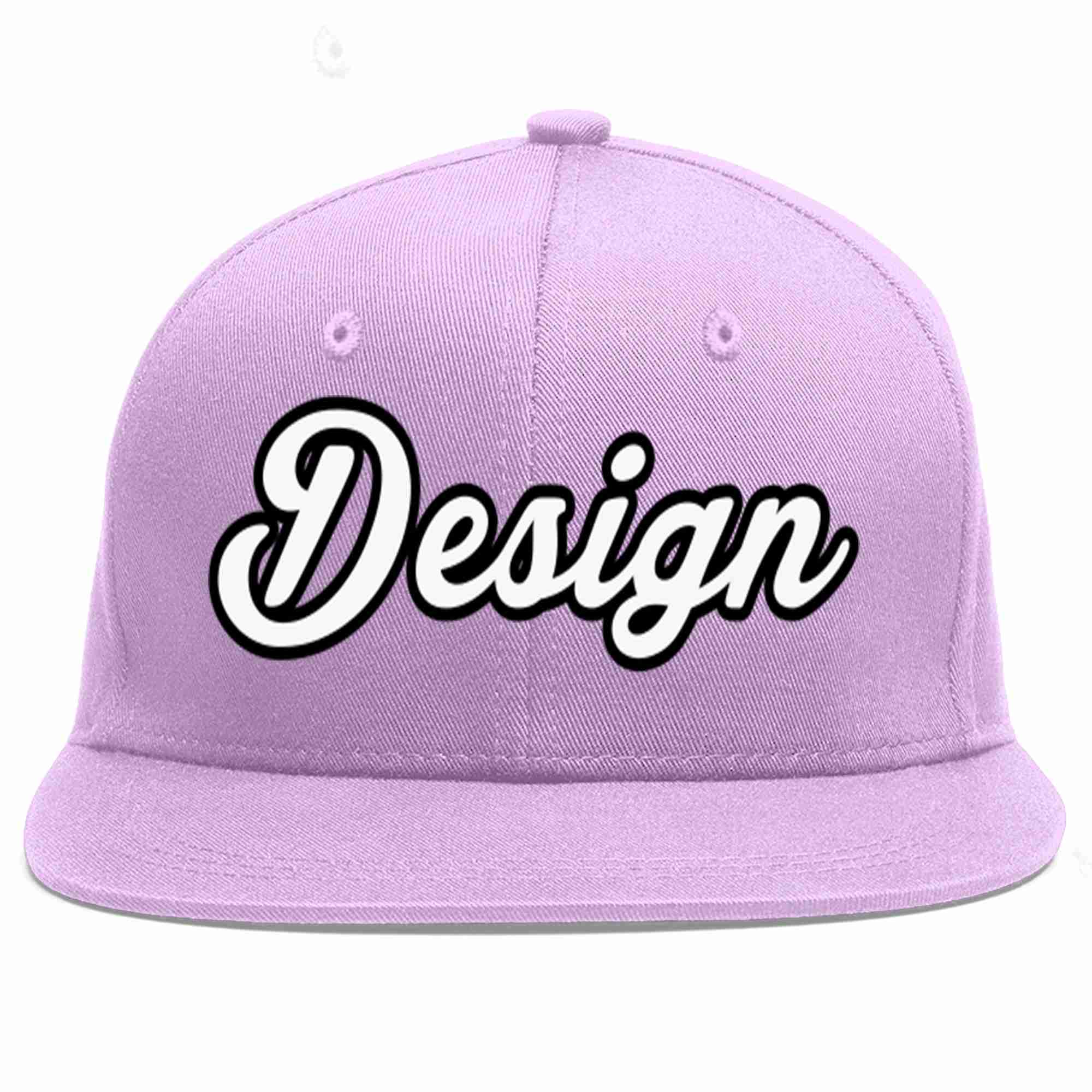 Custom Light Purple White-Black Flat Eaves Sport Baseball Cap Design for Men/Women/Youth