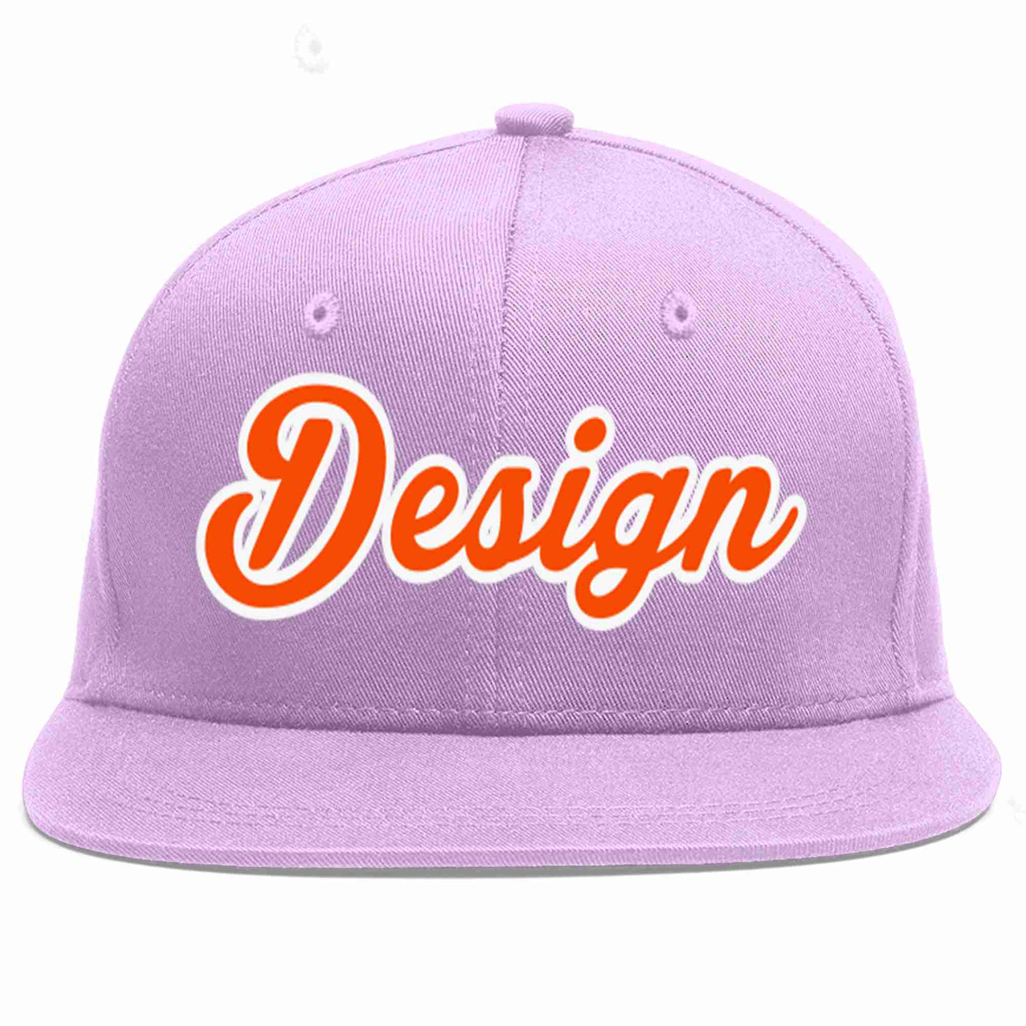 Conception personnalisée de casquette de baseball de sport à avant-toit plat violet clair orange-blanc pour hommes/femmes/jeunes