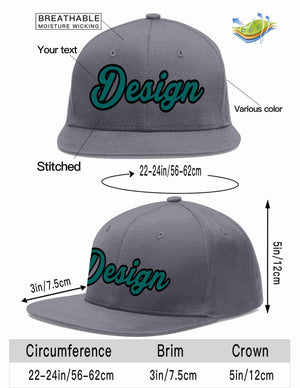 Custom Dark Gray Aqua-Black Flat Eaves Sport Baseball Cap Design for Men/Women/Youth