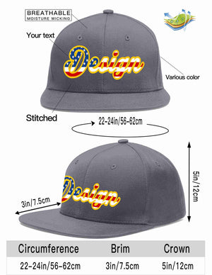 Custom Dark Gray Vintage USA Flag-Gold Flat Eaves Sport Baseball Cap Design for Men/Women/Youth