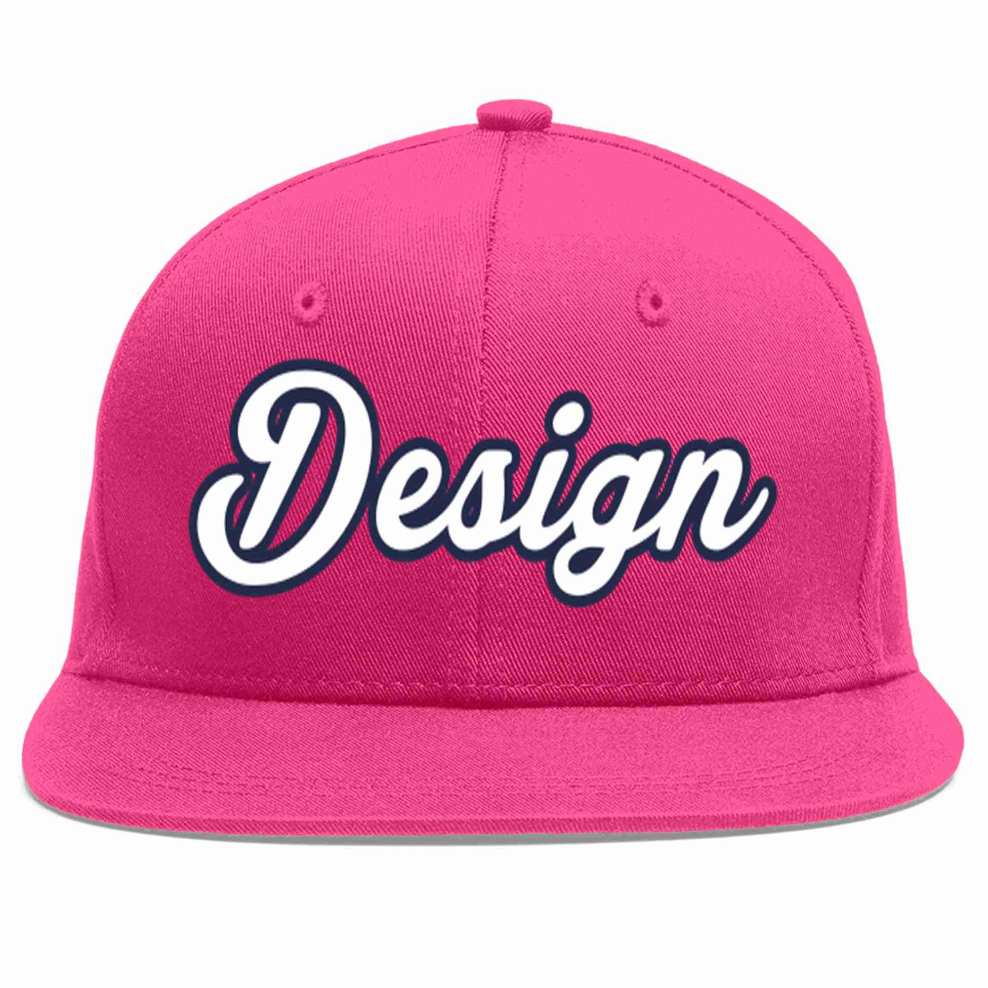 Conception personnalisée de casquette de baseball de sport à avant-toit plat rose rouge blanc-marine pour hommes/femmes/jeunes