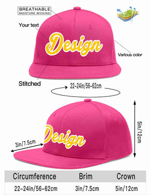 Custom Rose Red Gold-White Flat Eaves Sport Baseball Cap Design for Men/Women/Youth