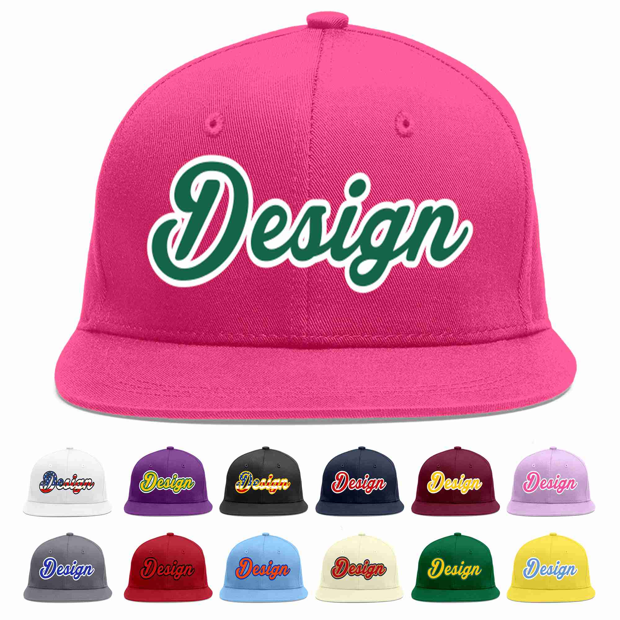 Casquette de baseball personnalisée Rose rouge Kelly vert-blanc, Design plat pour hommes/femmes/jeunes