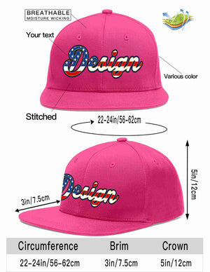 Custom Rose Red Vintage USA Flag-Gold Flat Eaves Sport Baseball Cap Design for Men/Women/Youth