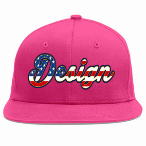 Custom Rose Red Vintage USA Flag-Gold Flat Eaves Sport Baseball Cap Design for Men/Women/Youth