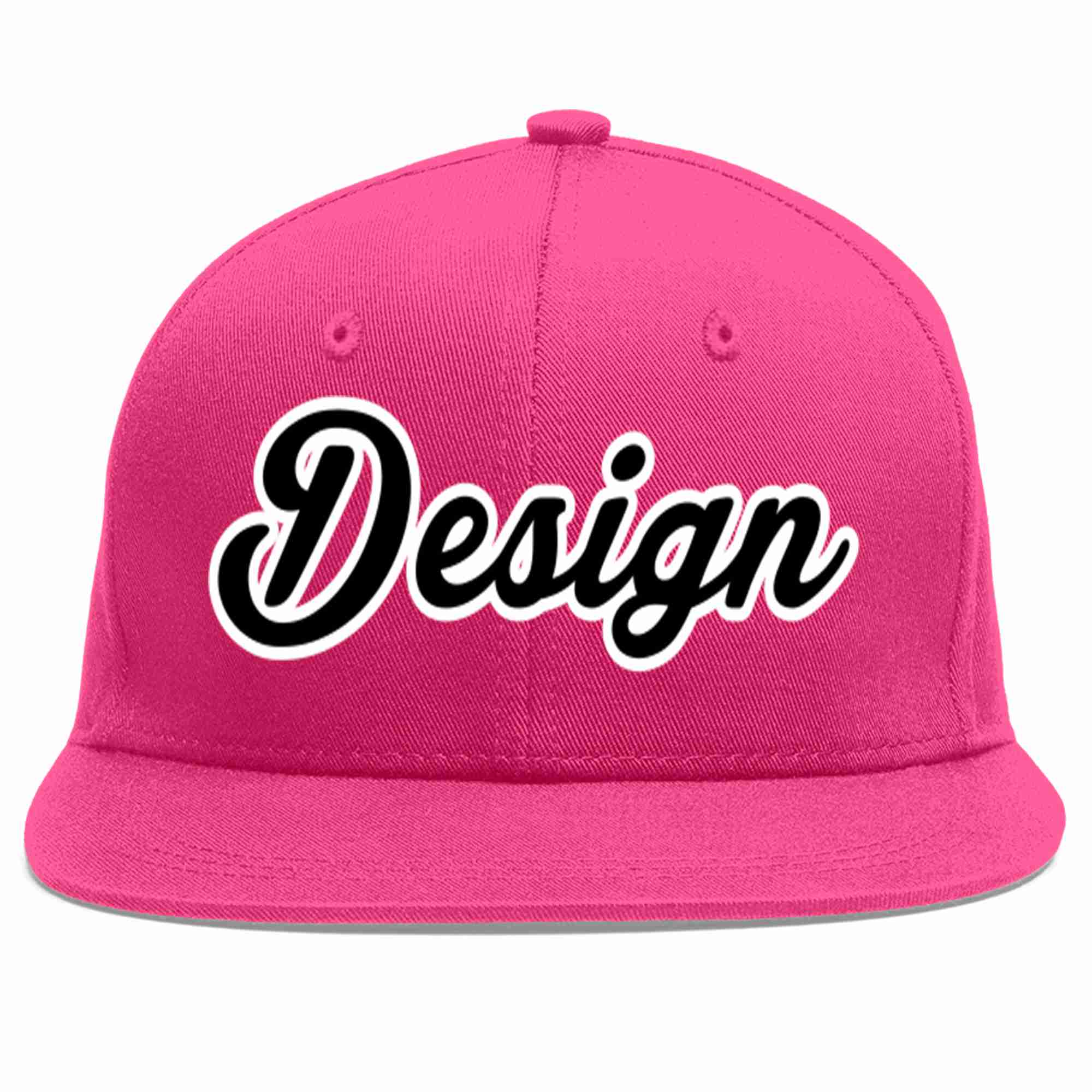 Custom Rose Red Black-White Flat Eaves Sport Baseball Cap Design for Men/Women/Youth