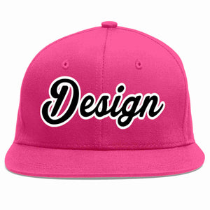 Conception personnalisée de casquette de baseball de sport à avant-toit plat rose rouge noir-blanc pour hommes/femmes/jeunes