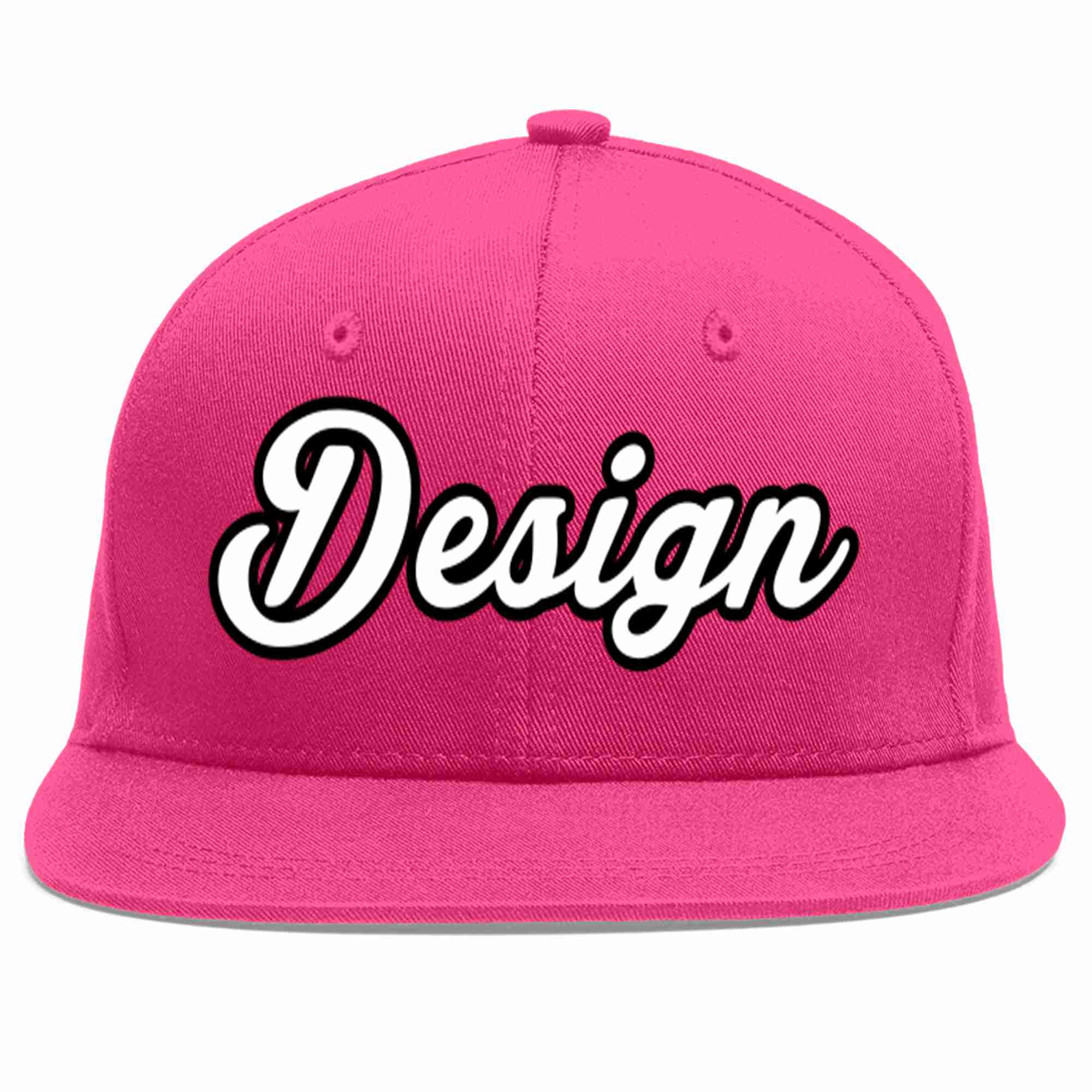 Conception personnalisée de casquette de baseball de sport à avant-toit plat rose rouge blanc-noir pour hommes/femmes/jeunes