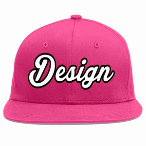 Custom Rose Red White-Black Flat Eaves Sport Baseball Cap Design for Men/Women/Youth