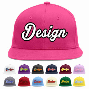 Custom Rose Red White-Black Flat Eaves Sport Baseball Cap Design for Men/Women/Youth