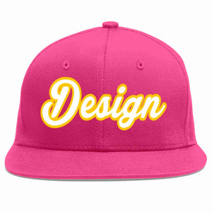 Conception personnalisée de casquette de baseball de sport à avant-toit plat rose rouge blanc-or pour hommes/femmes/jeunes