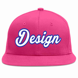 Custom Rose Red White-Royal Flat Eaves Sport Baseball Cap Design for Men/Women/Youth