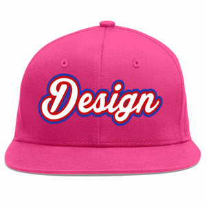 Conception personnalisée de casquette de baseball de sport à avant-toit plat rose rouge blanc-rouge pour hommes/femmes/jeunes