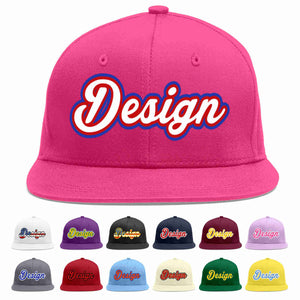 Conception personnalisée de casquette de baseball de sport à avant-toit plat rose rouge blanc-rouge pour hommes/femmes/jeunes