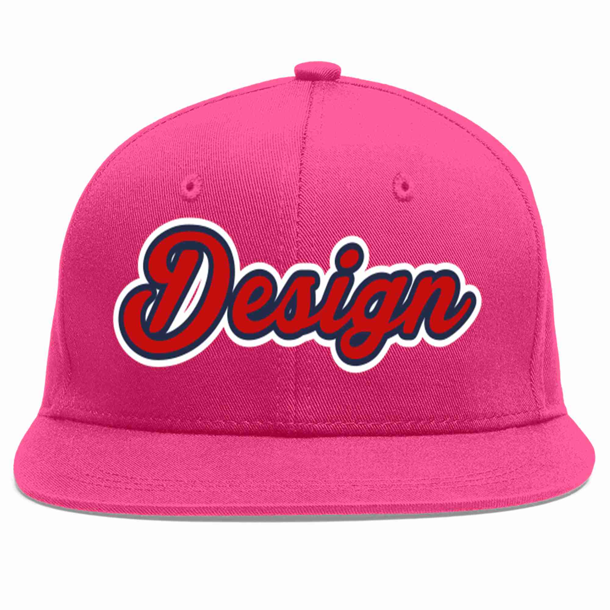 Custom Rose Red Red-Navy Flat Eaves Sport Baseball Cap Design for Men/Women/Youth