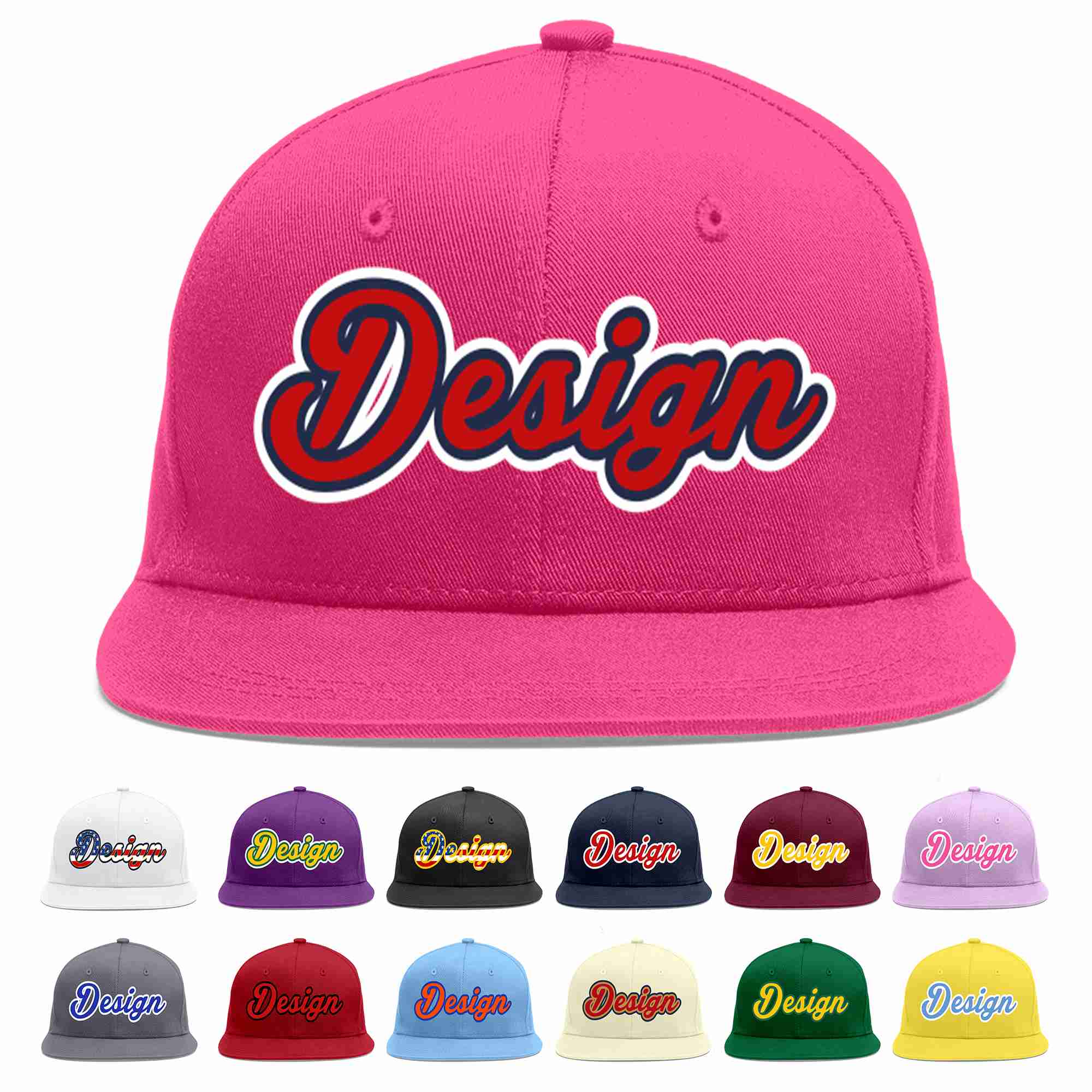 Custom Rose Red Red-Navy Flat Eaves Sport Baseball Cap Design for Men/Women/Youth