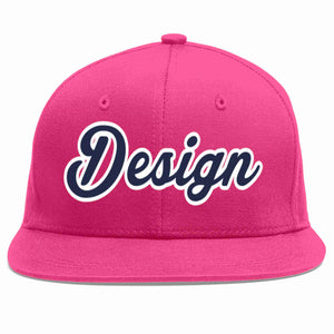 Conception personnalisée de casquette de baseball de sport à avant-toit plat rose rouge marine-blanc pour hommes/femmes/jeunes