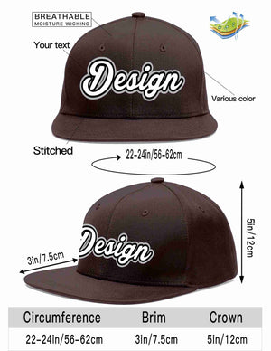 Custom Brown White-Black Flat Eaves Sport Baseball Cap Design for Men/Women/Youth