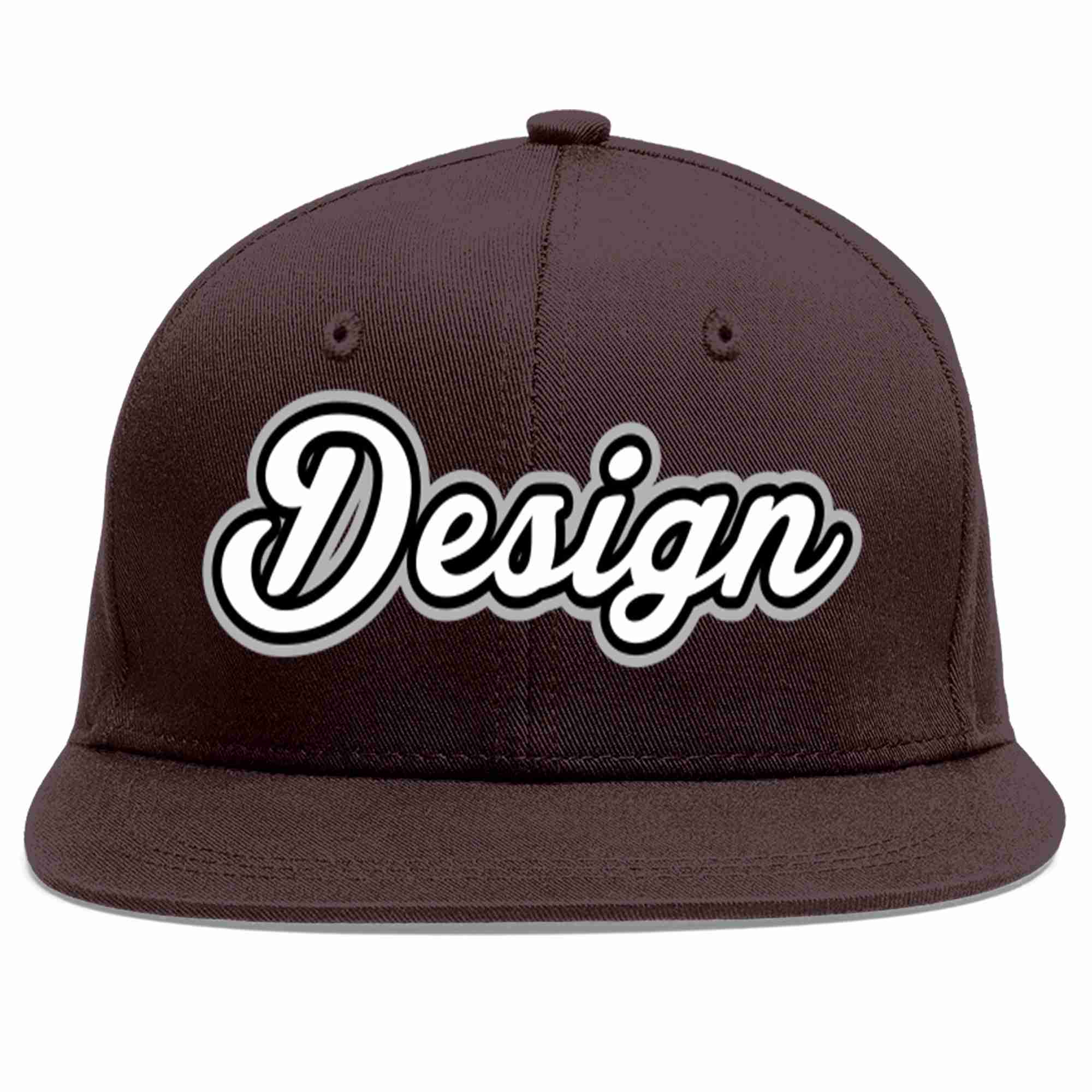 Conception personnalisée de casquette de baseball de sport à avant-toit plat marron blanc-noir pour hommes/femmes/jeunes