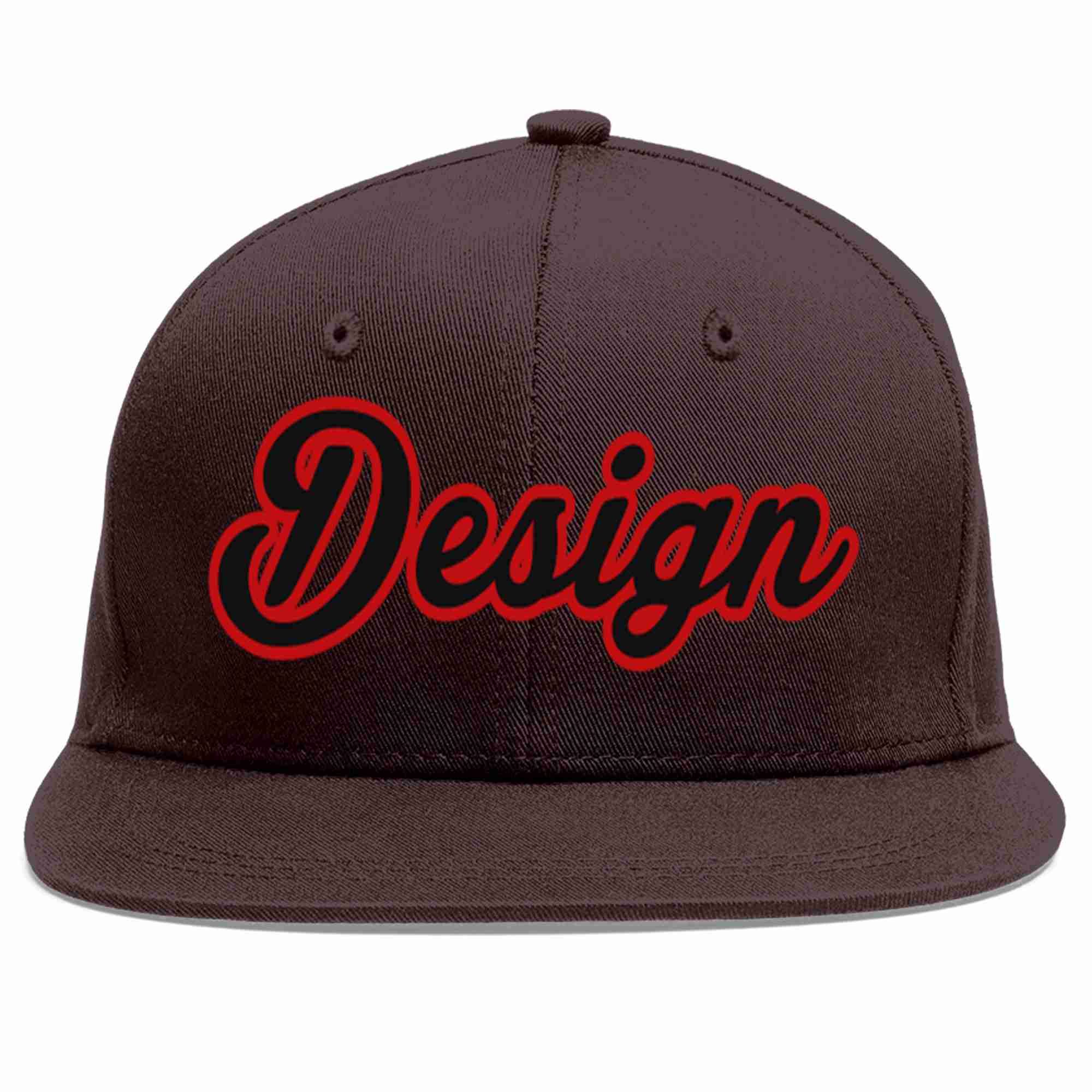 Custom Brown Black-Red Flat Eaves Sport Baseball Cap Design for Men/Women/Youth