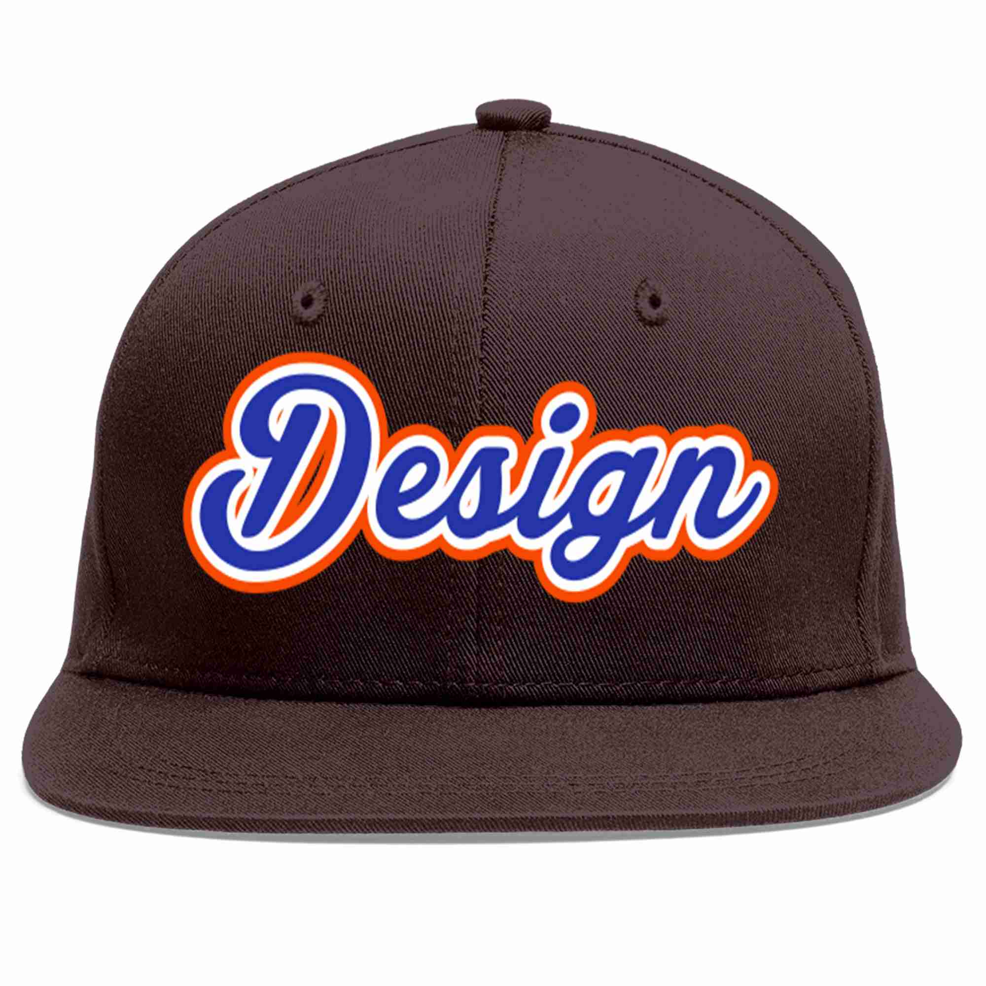 Custom Brown Royal-White Flat Eaves Sport Baseball Cap Design for Men/Women/Youth