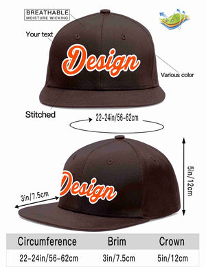 Conception personnalisée de casquette de baseball de sport à avant-toit plat marron orange-blanc pour hommes/femmes/jeunes