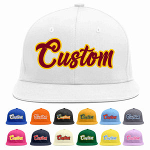 Custom White Crimson-Gold Casual Sport Baseball Cap