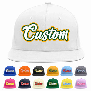 Custom White White-Kelly Green Casual Sport Baseball Cap