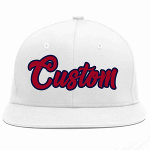 Custom White Red-Navy Casual Sport Baseball Cap