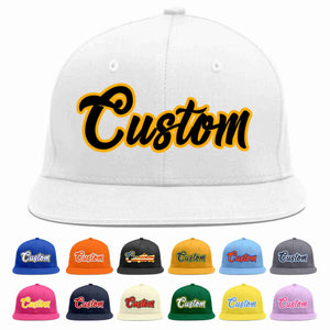 Custom White Black-Yellow Casual Sport Baseball Cap