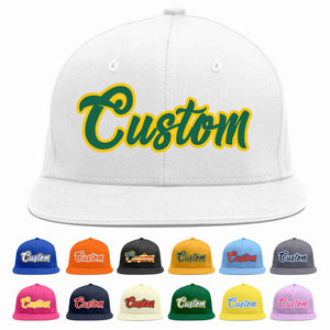 Custom White Kelly Green-Gold Casual Sport Baseball Cap