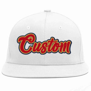 Custom White Red-Old Gold Casual Sport Baseball Cap