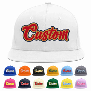 Custom White Red-Old Gold Casual Sport Baseball Cap