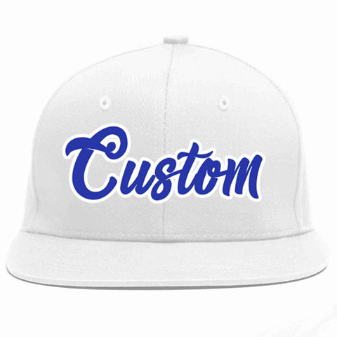 Custom White Royal-White Casual Sport Baseball Cap