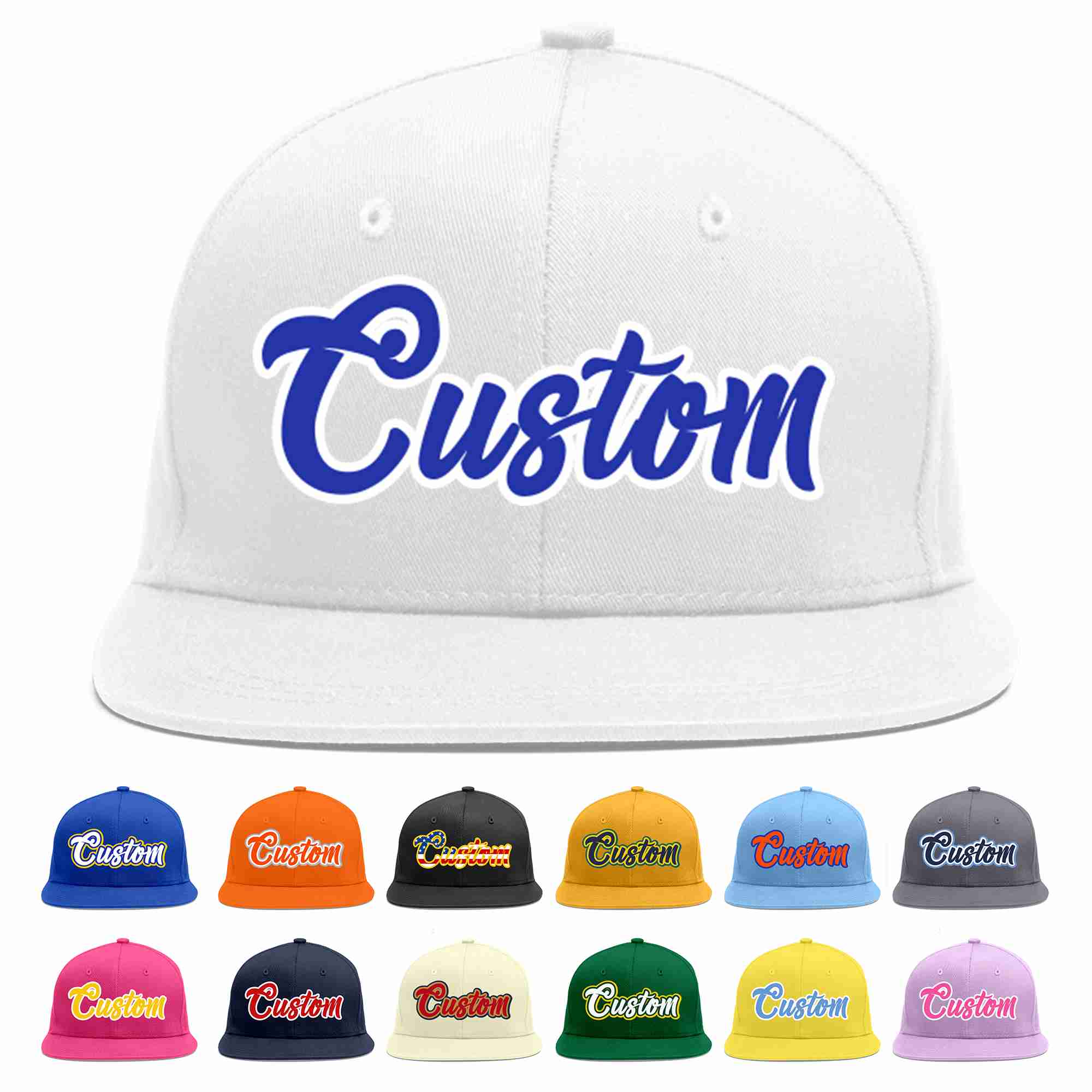 Custom White Royal-White Casual Sport Baseball Cap