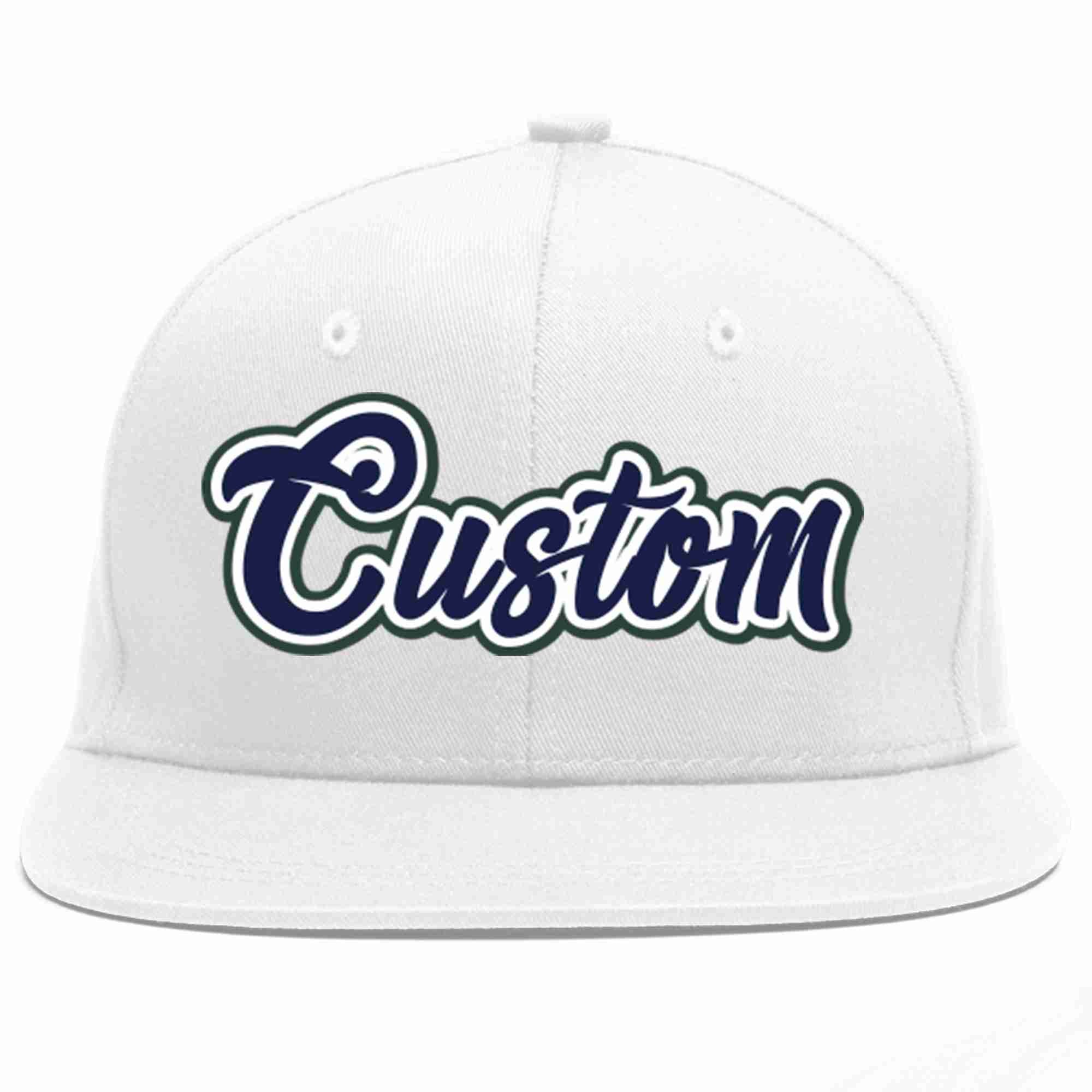 Custom White Navy-White Casual Sport Baseball Cap