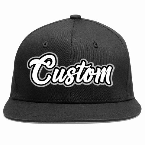 Custom Black White-Black Casual Sport Baseball Cap