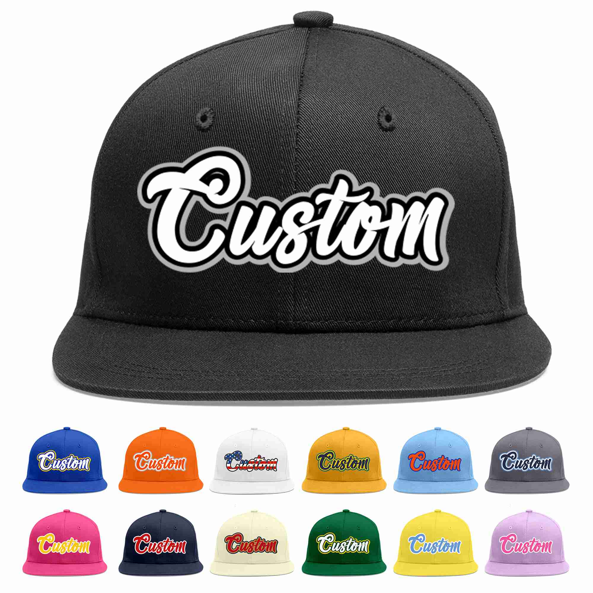 Custom Black White-Black Casual Sport Baseball Cap