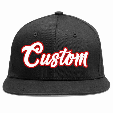 Custom Black White-Red Casual Sport Baseball Cap