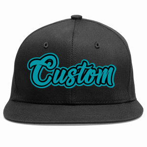 Custom Black Aqua-Black Casual Sport Baseball Cap